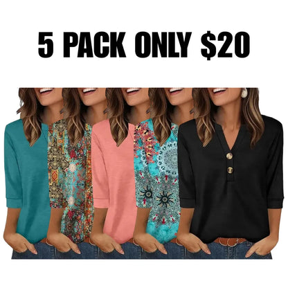 Womens Tops 3/4 Sleeve Heley Shirts for Women Fashion Blouses