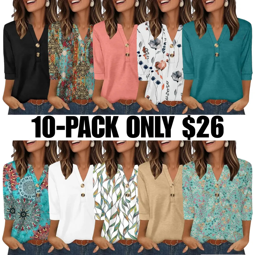 Womens Tops 3/4 Sleeve Heley Shirts for Women Fashion Blouses