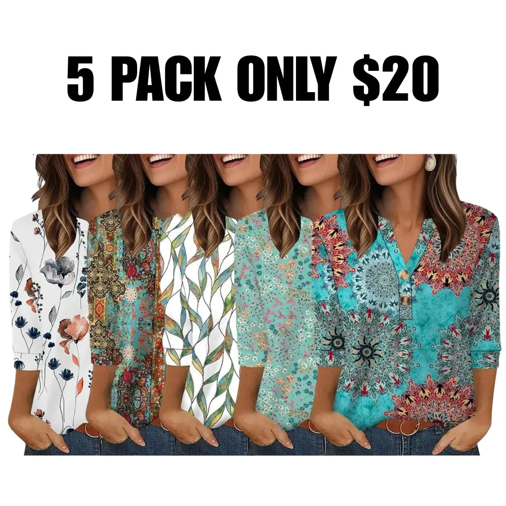 Womens Tops 3/4 Sleeve Heley Shirts for Women Fashion Blouses