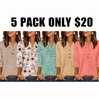 Womens Tops 3/4 Sleeve Heley Shirts for Women Fashion Blouses