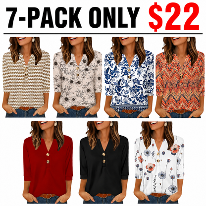 Womens Tops 3/4 Sleeve Heley Shirts for Women Fashion Blouses