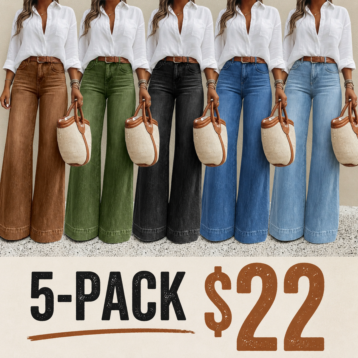 Women's Loose Fit Baggy Oversized Straight Leg Denim Jeans with Pockets