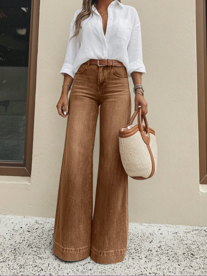 Women's Loose Fit Baggy Oversized Straight Leg Denim Jeans with Pockets