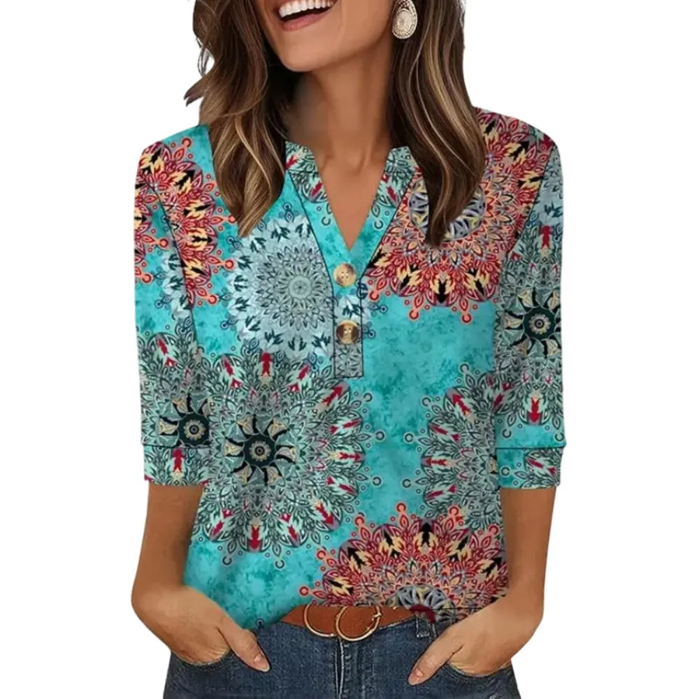 Womens Tops 3/4 Sleeve Heley Shirts for Women Fashion Blouses