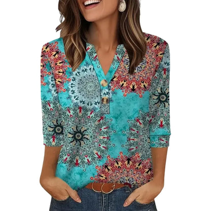 Womens Tops 3/4 Sleeve Heley Shirts for Women Fashion Blouses