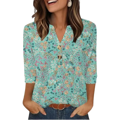 Womens Tops 3/4 Sleeve Heley Shirts for Women Fashion Blouses