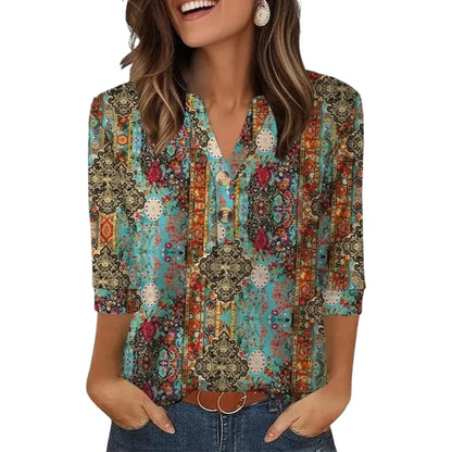 Womens Tops 3/4 Sleeve Heley Shirts for Women Fashion Blouses